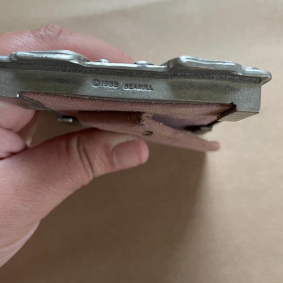 Fine Pewter Picture Frame Doves Ribbon Roses VTG 1989 Seagull Canada Small 2 x 3 - Picture 3 of 5